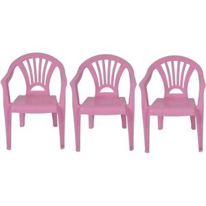 3x Kinderstoelen roze - tuinmeubels- stoelen voor kinderen