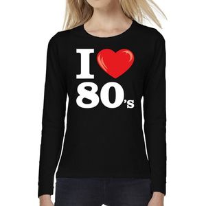 I love 80s long sleeve t-shirt zwart dames - i love eighties shirt met lange mouwen dames