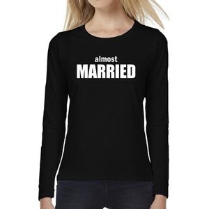 Almost Married vrijgezellen feest tekst t-shirt long sleeve zwart voor dames - Almost Married vrijgezellen shirt met lange mouwen XXL