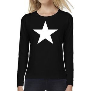 Ster tekst t-shirt long sleeve zwart voor dames - Ster shirt met lange mouwen M