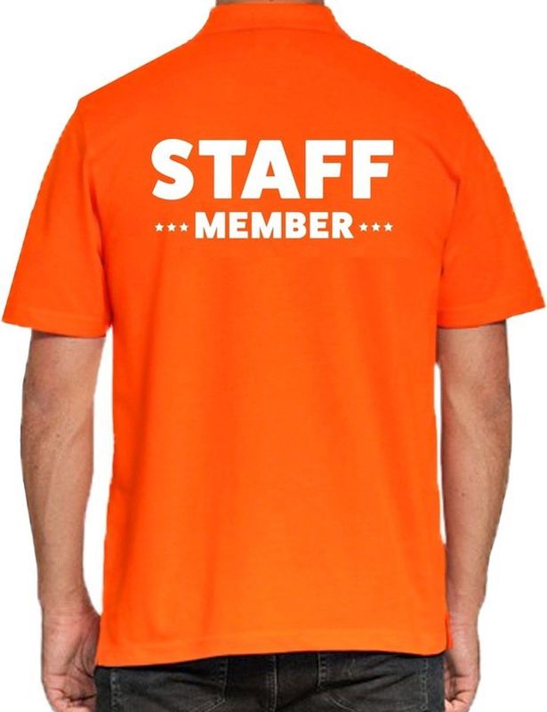 Staff member poloshirt oranje voor heren - event crew personeel polo shirt