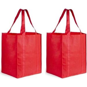 2x Boodschappen tas/shopper rood 38 cm - Boodschappentassen