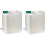 2x Grote water jerrycans met kraantje 35 liter - watertank / waterreservoir voor de camping / sportveld