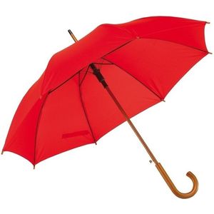 Rode basic paraplu 103 cm diameter met houten handvat - Paraplu - Regen