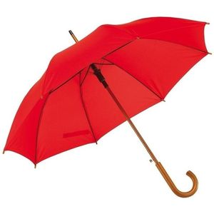 Rode basic paraplu 103 cm diameter met houten handvat - Paraplu's