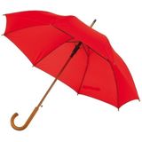 Rode luxe paraplu met houten handvat in haakvorm 103 cm - Paraplu's