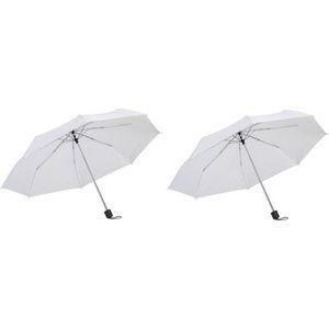 2x Kleine uitvouwbare paraplu wit 96 cm