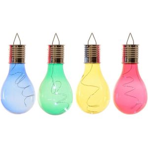 4x Solarlamp lampbolletjes/peertjes op zonne-energie 14 cm blauw/groen/geel/rood - Buitenverlichting