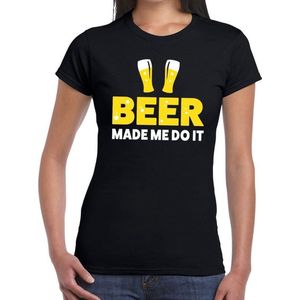 Beer made me do it bier drank fun t-shirt zwart voor dames - bier drink shirt kleding