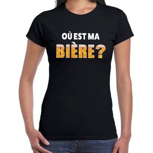 Ou est ma Biere drank fun t-shirt zwart voor dames - bier drink shirt kleding