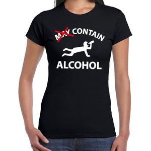 May contain alcohol drank fun t-shirt zwart voor dames - Feestshirts