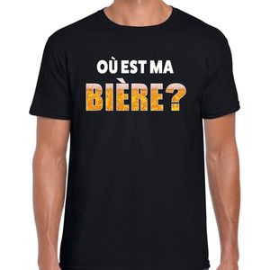 Ou est ma biere drank fun t-shirt zwart voor heren - bier drink shirt kleding