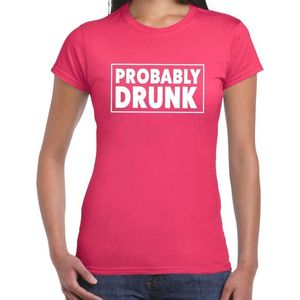 Probably drunk fun shirt roze voor dames drank thema