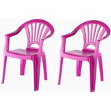 2x Fuchsia roze stoeltjes voor kinderen 51 cm - Tuinmeubelen - Kunststof binnen/buitenstoelen voor kinderen