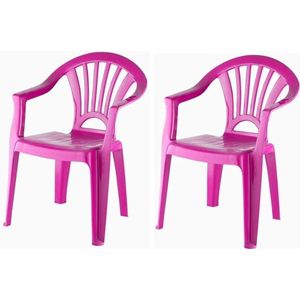 2x Kinderstoelen fuchsia roze kunststof 37 x 31 x 51 cm