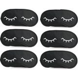 6x Slaapmaskers met slapende oogjes zwart/wit - one size - slaapmaskertje / oogmasker