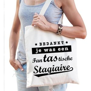 Cadeau tas naturel katoen met de tekst Fantastische stagiaire - kadotasje / shopper voor stagiaire dames