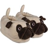 Mopshond - Pantoffels - Beige/Bruin - Pluche - Kinderen