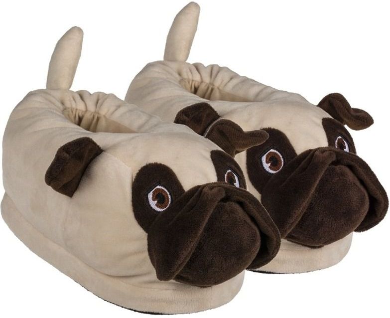 Mopshond - Pantoffels - Beige/Bruin - Pluche - Kinderen