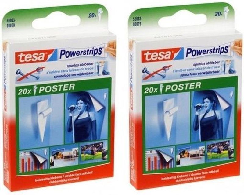 40x Tesa posters ophangen strips/plak gummetjes zelfklevend