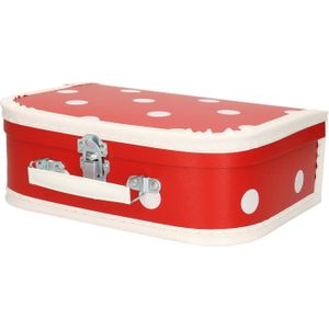 Teken koffertje rood polkadot 25 cm - Kinder opberg koffers