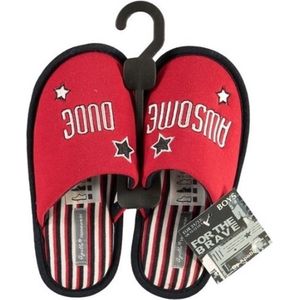 Warme sloffen/pantoffels rood voor jongens/kinderen