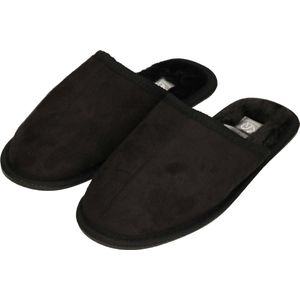 Apollo - Dames Sloffen - Zwart - Polyester - Instapslofjes met Bont