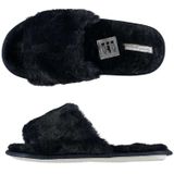 Blauwe huisslippers/instapsloffen/pantoffels met bont voor dames - Blauwe slippers voor dames