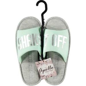 Mint/grijze huisslippers/instapsloffen/pantoffels Shake It Off voor dames - Mint slippers voor dames