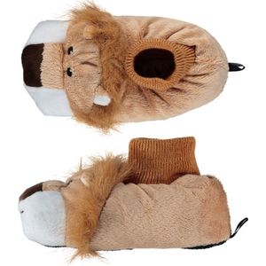 Apollo - Dieren Sloffen - Bruin - Polyester - Leeuw