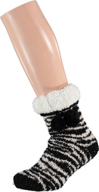 Apollo - Huissokken - Dierenprint Zebra - Zwart/Wit - Anti Slip