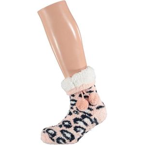 Huissokken - Roze - Polyester - Met Anti-Slip Nopjes