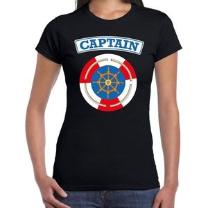 Kapitein/captain carnaval verkleed shirt zwart voor dames