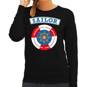 Zeeman/sailor verkleed sweater zwart voor dames - maritiem carnaval / feest trui kleding / kostuum M