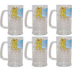 6x Oktoberfest Bierpullen 14 cm - Plastic Bierglazen Bierpullen 500 ml