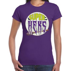 Halloween Halloween Super heks verkleed t-shirt paars voor dames - horror shirt / kleding / kostuum XL