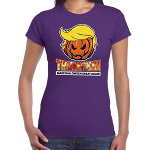 Trumpkin make Halloween great again horror shirt paars voor dames