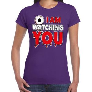 Halloween I am watching you horror shirt paars voor dames