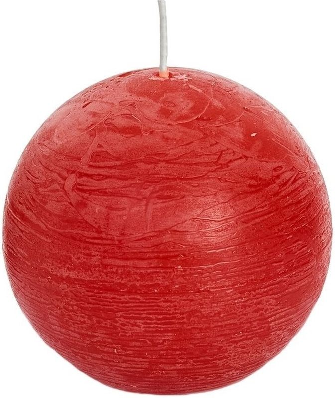 SPAAS Rustieke Bolkaars/Ronde Kaars - rood - 8 cm - 24 branduren