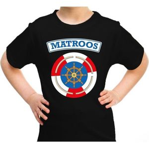 Matroos verkleed t-shirt zwart voor kids - maritiem carnaval / feest shirt kleding / kostuum / kinderen