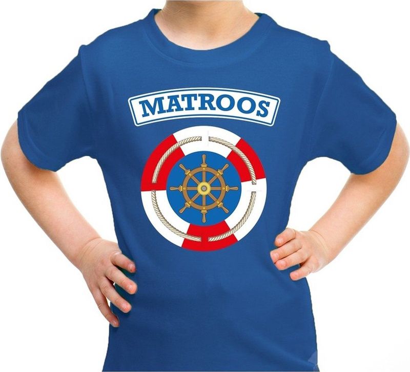 Bellatio Decorations - Matroos Verkleed T-shirt - Blauw - Voor Kinderen