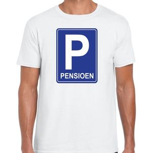 Pensioen P cadeau t-shirt wit heren - Pensioen VUT kado shirt