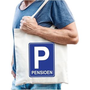 Pensioen katoenen cadeau tas beige voor heren - Pensioen / VUT kado shirt