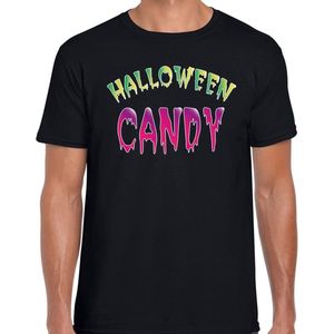 Halloween candy snoepje verkleed t-shirt zwart voor heren - horror shirt / kleding / kostuum L