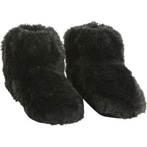 Zwarte warmte pantoffels/sloffen voor heren - Maat 41-45 - Warme voeten - Warmte/koelte pantoffels zwart - massage zolen sloffen