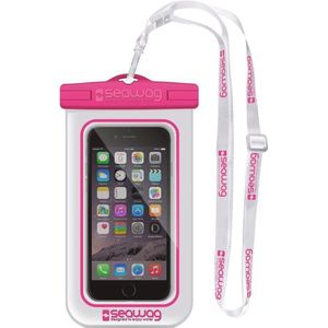 Wit/roze documenten hoesje waterproof/waterbestendig met polsband - Reistas (volwassen)