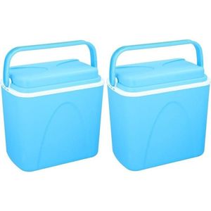 2x Voordelige blauwe koelbox - 24 liter - 38 x 26 x 39 cm - koelboxen