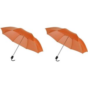 2x Voordelige mini paraplus oranje 93 cm - Paraplu's