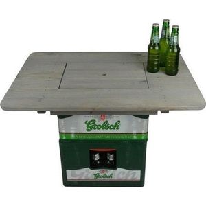 Bierkrat Salontafel/Eettafel/Statafel 57 X 78 cm - Grey Wash Tafelblad - Cadeau Voor Papa/Mannen