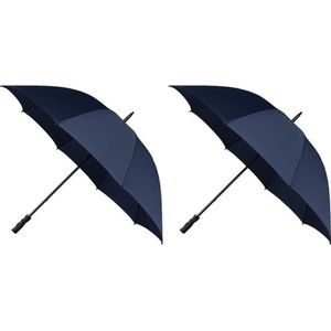 2x Donkerblauwe windproof paraplu 130 cm - Paraplu's